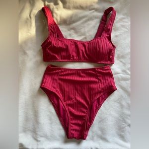 women’s red high-waisted bikini